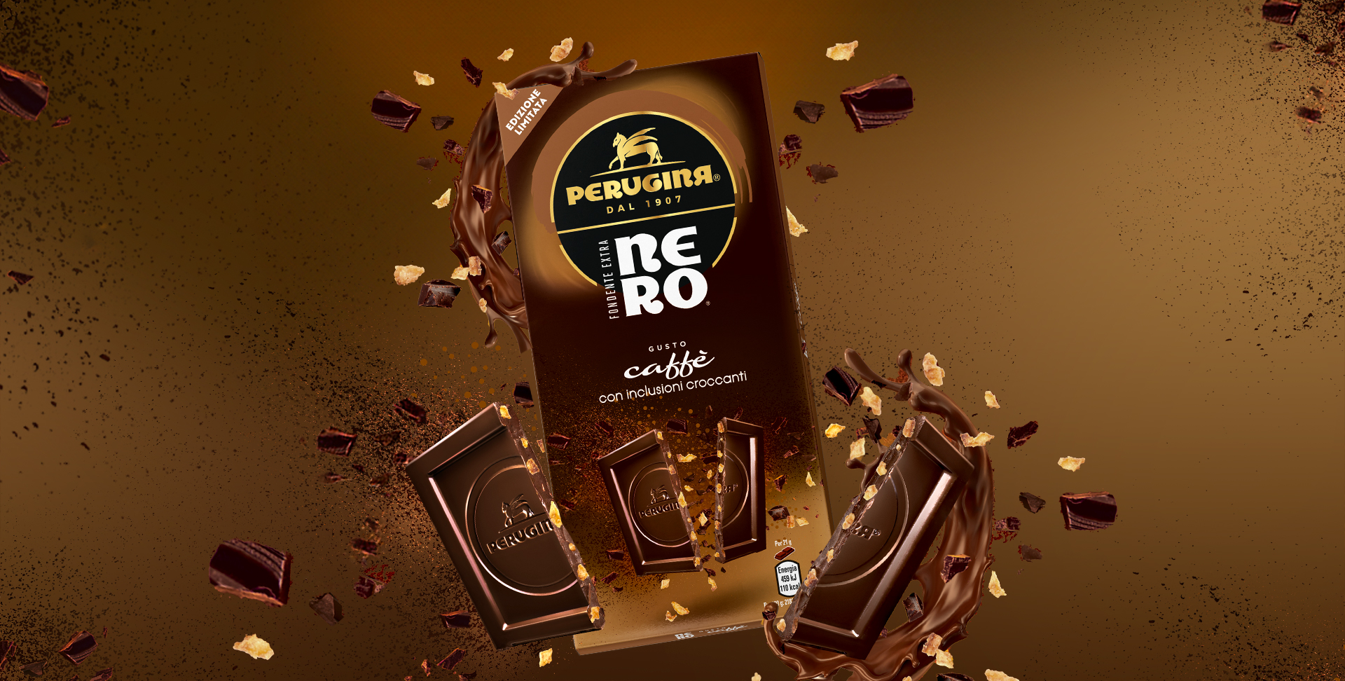 PERUGINA® NERO® Limited Edition Caffè con inclusioni croccanti